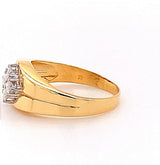 Unusual vintage ring in 18 carat yellow and white gold with very fine diamonds