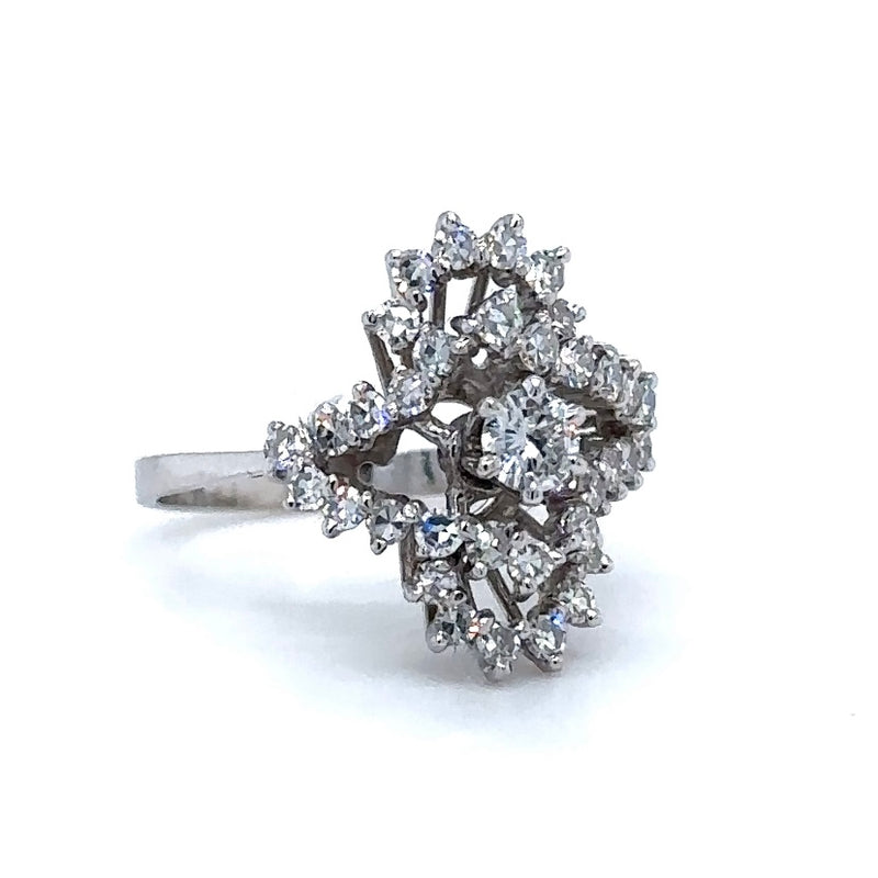 Unique 18 carat white gold ring with 1.42 carat diamonds