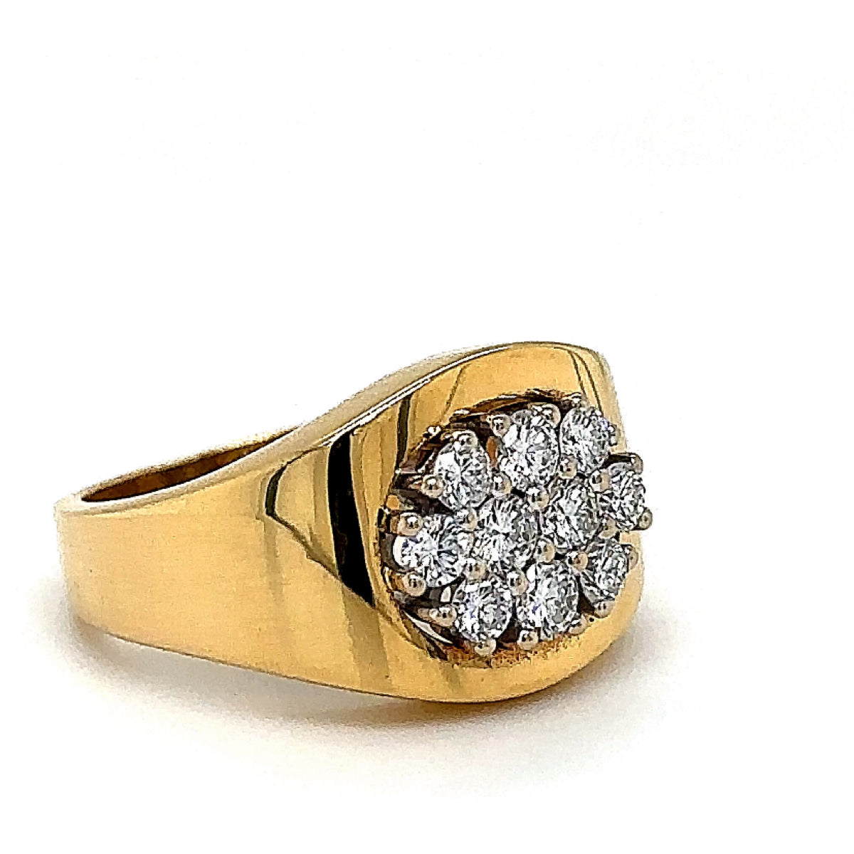 Edele ring in 18 karaat geel- en witgoud met prachtige diamanten - handgemaakt 