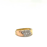 Unusual tricolor ring in 18 carat with diamonds 