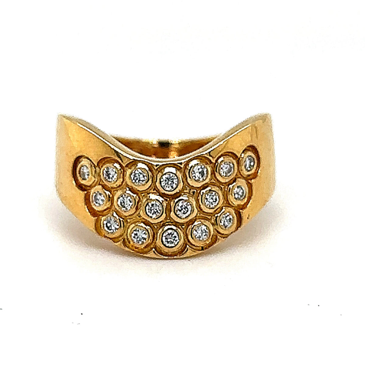 Elegante geelgouden ring van 18 karaat met zeer fijne diamanten