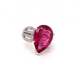 Prachtige 18 karaat witgouden ring met unieke rubelliet en fijne diamanten 
