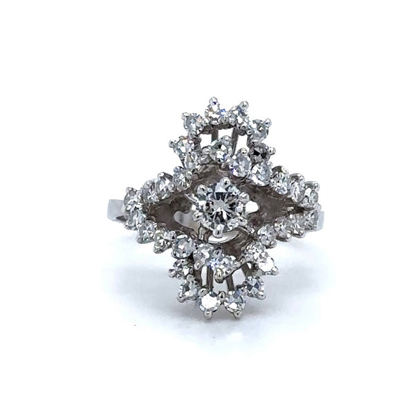 Unique 18 carat white gold ring with 1.42 carat diamonds