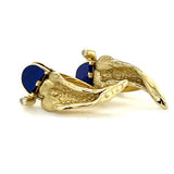 Handmade yellow gold earrings from Bartel Sohn in 14 carat with lapis lazuli