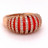 Exclusive piece of coral jewelry in 18 carat rose gold with diamonds 