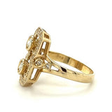 Unieke 14k geelgouden ring met diamanten, Art Deco