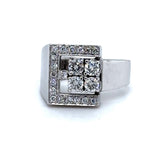Angular white gold ring in 18 carat with very fine brilliant-cut diamonds TW/VS