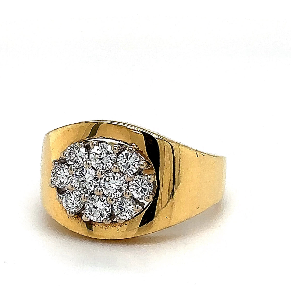Edele ring in 18 karaat geel- en witgoud met prachtige diamanten - handgemaakt 