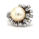 Außergewöhnlicher Vintage Perlenring in 14 Karat mit feinen Brillanten