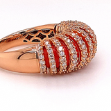 Exclusive piece of coral jewelry in 18 carat rose gold with diamonds 