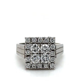 Hoekige witgouden ring van 14 karaat met zeer fijne briljant geslepen diamanten TW/VVS