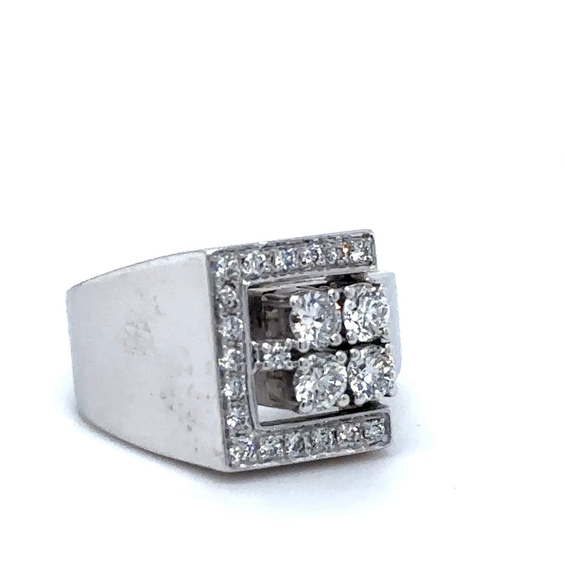 Hoekige witgouden ring van 18 karaat met zeer fijne briljant geslepen diamanten TW/VS