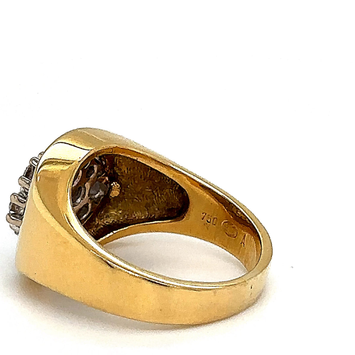 Edele ring in 18 karaat geel- en witgoud met prachtige diamanten - handgemaakt 