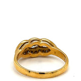 Unusual yellow gold ring in 18 carat with Navett brilliant-cut diamonds and diamonds