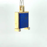 Elegant pendant in 18 carat yellow gold with fine lapis lazuli and brilliant-cut diamonds