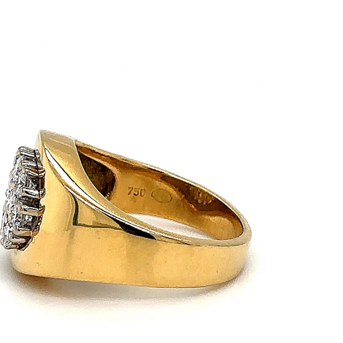 Edele ring in 18 karaat geel- en witgoud met prachtige diamanten - handgemaakt 