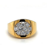 Edele ring in 18 karaat geel- en witgoud met prachtige diamanten - handgemaakt 