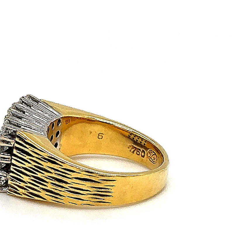 Stevige tweekleurige ring van 18 karaat met zeer fijne diamanten - handgemaakt door Georg Lauer 