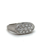 Solid 18 carat white gold ring set with very fine pavé brilliant-cut diamonds