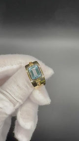 Hochwertiger Ring in 18 Karat Gelbgold mit Aquamarin & Diamanten