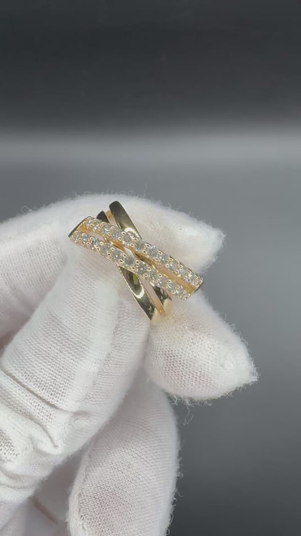 Moderner Moncara Ring in 14 Karat Gelbgold mit lupenreinen Brillanten