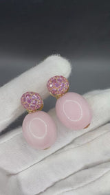 Edle Ohrringe in 18 Karat Roségold mit rosa Saphiren und rosa Andenopal