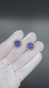 Beeindruckende Ohrringe in 18 Karat Gelbgold mit feinen Tansaniten & Brillanten