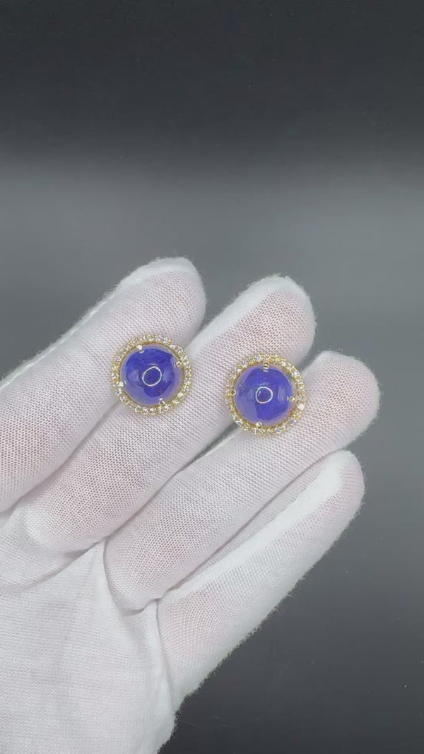 Beeindruckende Ohrringe in 18 Karat Gelbgold mit feinen Tansaniten & Brillanten