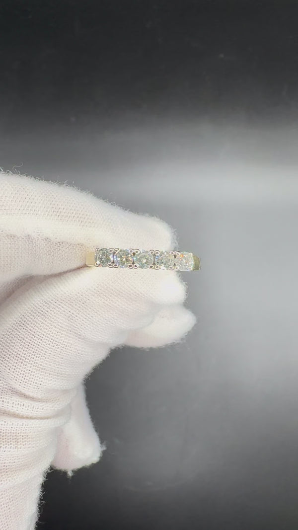 Halbmemory Ring in 14 Karat Gelb- & Weißgold mit Brillanten