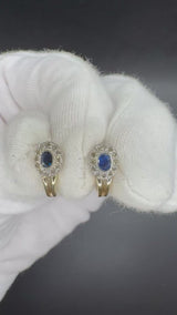 Elegante Ohrringe in 14 Karat Gelb- und Weißgold mit Saphiren & Brillanten