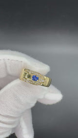 Feiner Saphirring in 18 Karat Gelbgold – Handgefertigt mit Brillanten