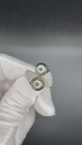 Eleganter Toi-et-Moi-Ring in 14 Karat Weißgold mit Tahiti-Perlen und Diamanten