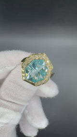 Ausgefallener Ring in 14 Karat Gelbgold mit leuchtendem Topas & Brillanten