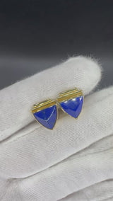Handgefertigte Ohrringe in 14 Karat Gelbgold mit Lapis Lazuli