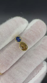 Edler Anhänger in 18 Karat Gelbgold mit hochfeinem Saphir & Fancy Brillant