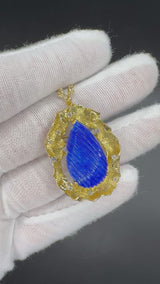 Einmaliger Anhänger/Brosche in 14 Karat Gelbgold mit Lapis Lazuli & Brillanten