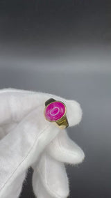 Massiver Ring in 18 Karat (750) Gelbgold mit natürlichem Rubin