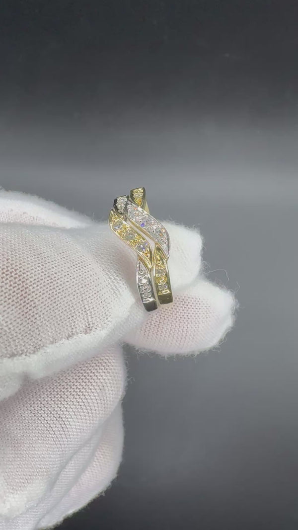 Ausgefallenes Ring-Duo in 14 Karat Gelb- & Weißgold mit Diamanten