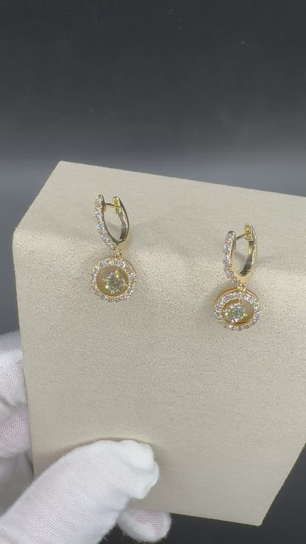 Moderne Hänge Ohrringe in 14 Karat mit feinen Brillanten