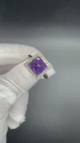 Massiver Ring in 18 Karat Weißgold mit Amethyst und Brillanten