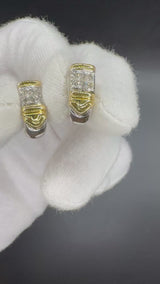 Ausgefallene Ohrringe in 18 Karat Gelb- und Weißgold mit Brillanten