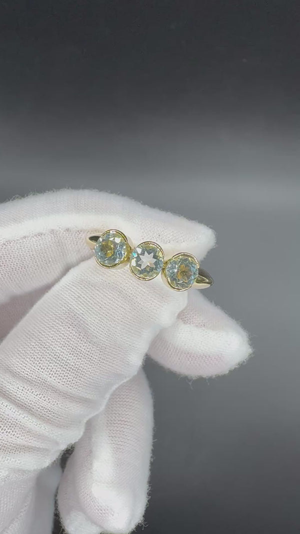 Massiver Aquamarin-Ring in 18 Karat Gelbgold – Handgefertigt aus der Manufaktur Eidel