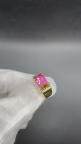 Beeindruckender Ring in 14 Karat Gelbgold mit Bicolor-Turmalin & Brillanten