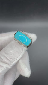 Hochwertiger Ring in 18 Karat Weißgold mit feinem Türkis & Brillanten