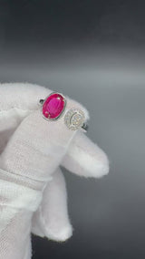 Eleganter Ring in 18 Karat Weißgold mit Rubellit & Brillanten