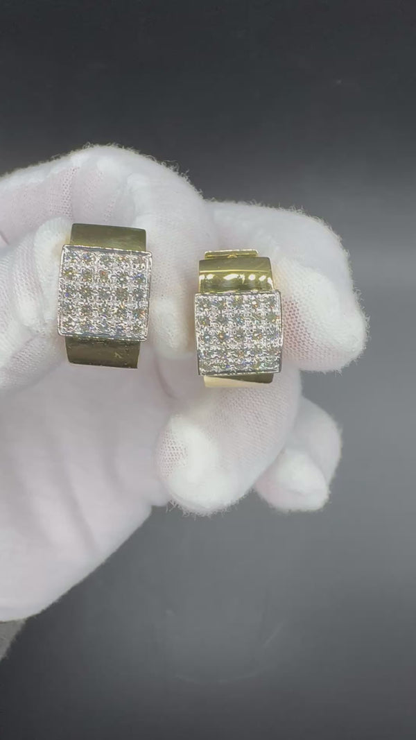 Handgefertigte Kreolen in 18 Karat (750) Gelb- und Weißgold mit hochfeinen Brillanten