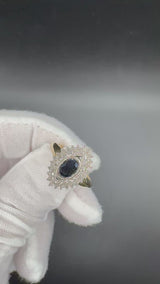 Vintage-Ring in 14 Karat Gelb- und Weißgold mit Saphir und Diamanten