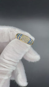 Edler Ring in 18 Karat Gelbgold mit feinen Brillanten & Saphiren