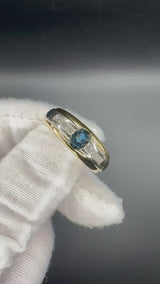 Edler Bicolor Ring in 18 Karat Gold mit feinen Saphir & Brillanten - Handarbeit