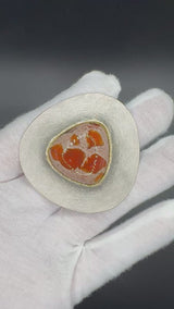 Einmaliger Anhänger in 925 Sterling Silber & 18 Karat Gold mit Natur-Feueropal